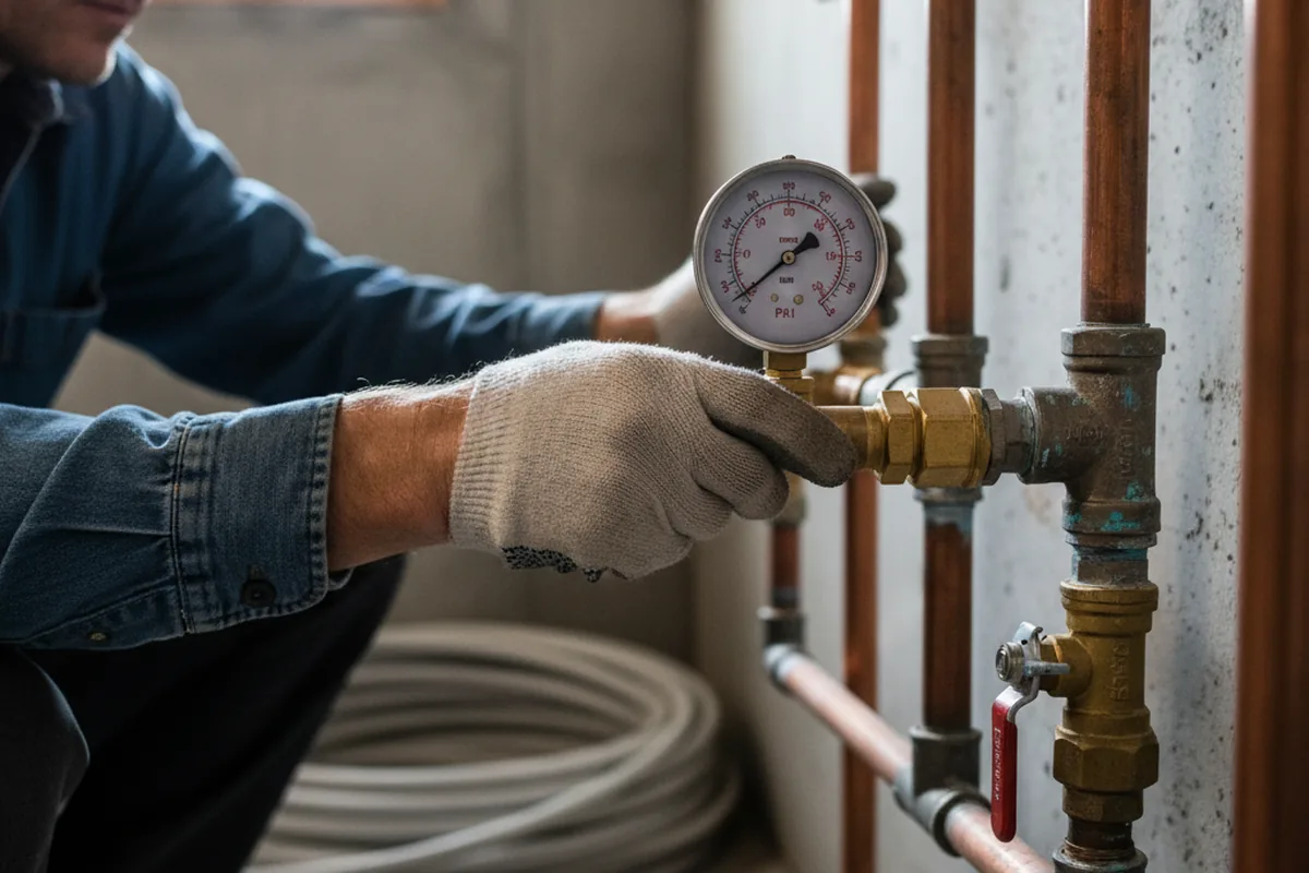 Pressure testing a repaired line during Water Line Repair in Saline