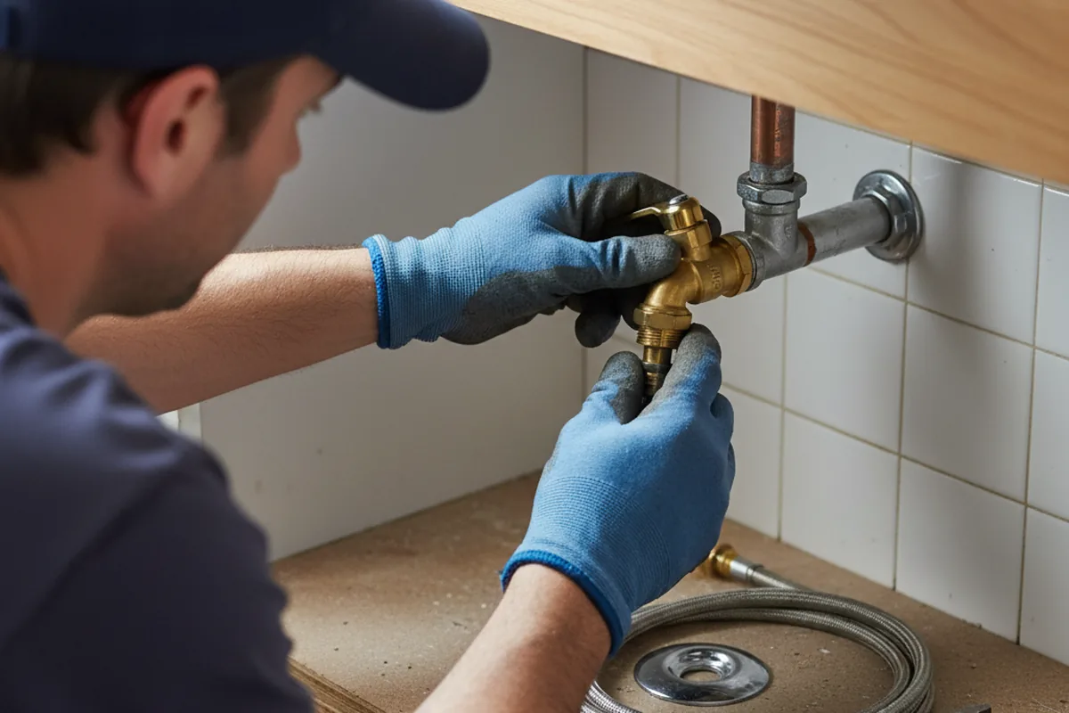 Shutoff valve and fitting work during Burst Pipe Repair in Saline